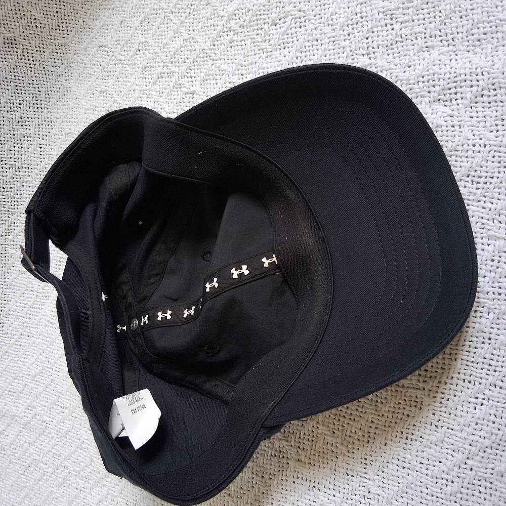 Under Armour Women's Black Hat Baseball Cap White Logo 100% Cotton - Picture 4 of 8